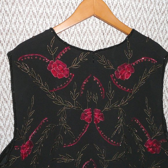 Embroidered Floral Beaded Sleeveless Blouse Evening Holiday size 24W New - Picture 11 of 13